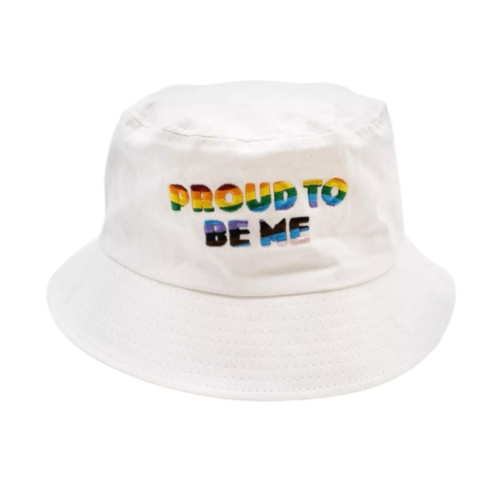 Gay Pride Apparel Proud to Be Me Cotton Bucket Hat Rainbow Embroidered Cap‎